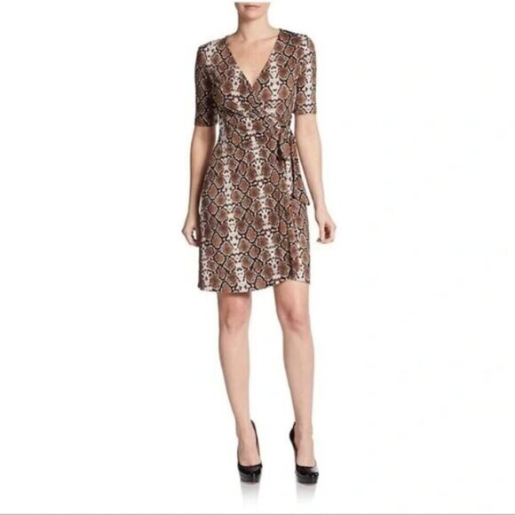 BCBGMaxazria Malena Snake Print Mini Wrap Dress XS - Picture 1 of 6